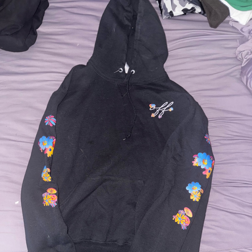womens Black Floral hoodie sweatshirt